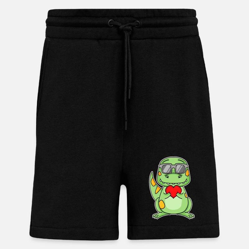 Dinosaurs with Heart - Love Romantic - Shorts - made by SPREAD - SOLID BLACK