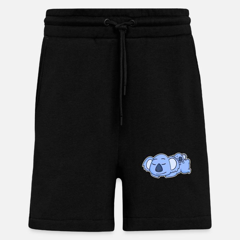Famille - Koala avec bébé Koala - Short bio décontracté fabriqué en UE - SOLID BLACK