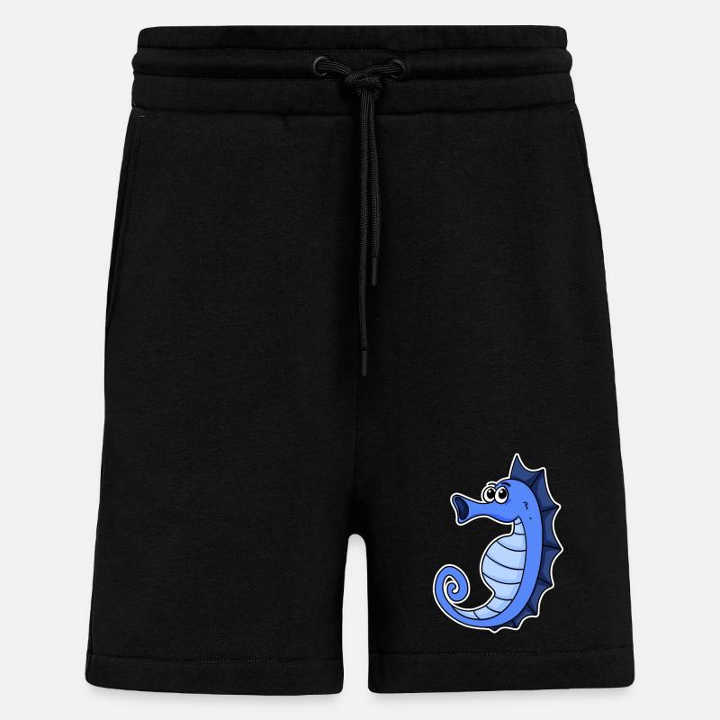 Bleu hippocampe - Short bio décontracté fabriqué en UE - SOLID BLACK