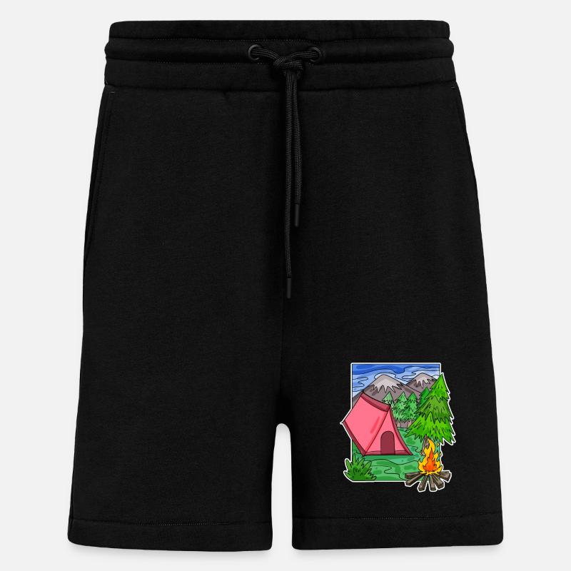 Camping Camping Motif - Short bio décontracté fabriqué en UE - SOLID BLACK