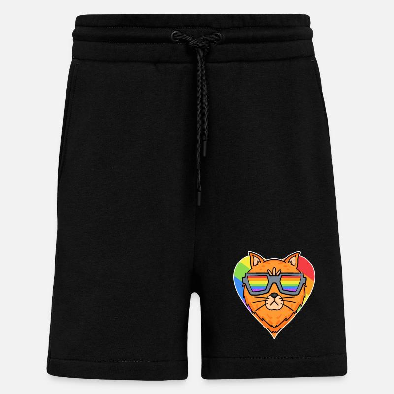 Arc-en-ciel - Chat - Short bio décontracté fabriqué en UE - SOLID BLACK