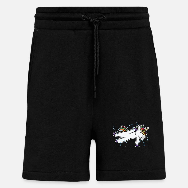 Licorne nageuse - Short bio décontracté fabriqué en UE - SOLID BLACK