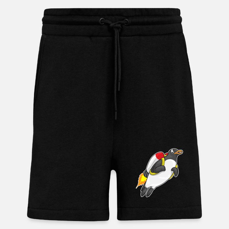 Pingouin volant jetpack - Short bio décontracté fabriqué en UE - SOLID BLACK