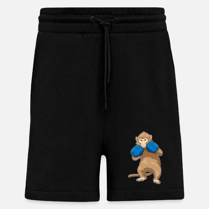 Affe Boxer Boxhandschuhe Sport - Shorts - made by SPREAD - SOLID BLACK