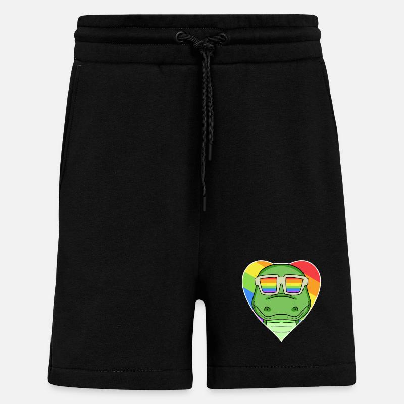 Arc-en-ciel - Crocodile avec lunettes - Short bio décontracté fabriqué en UE - SOLID BLACK