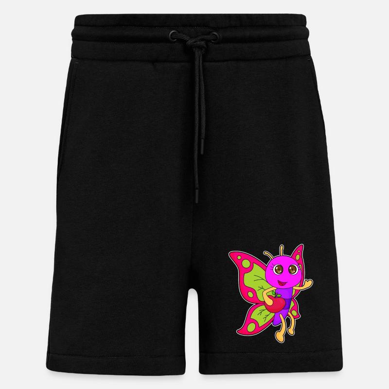 Butterfly Apple Fruit - Short bio décontracté fabriqué en UE - SOLID BLACK