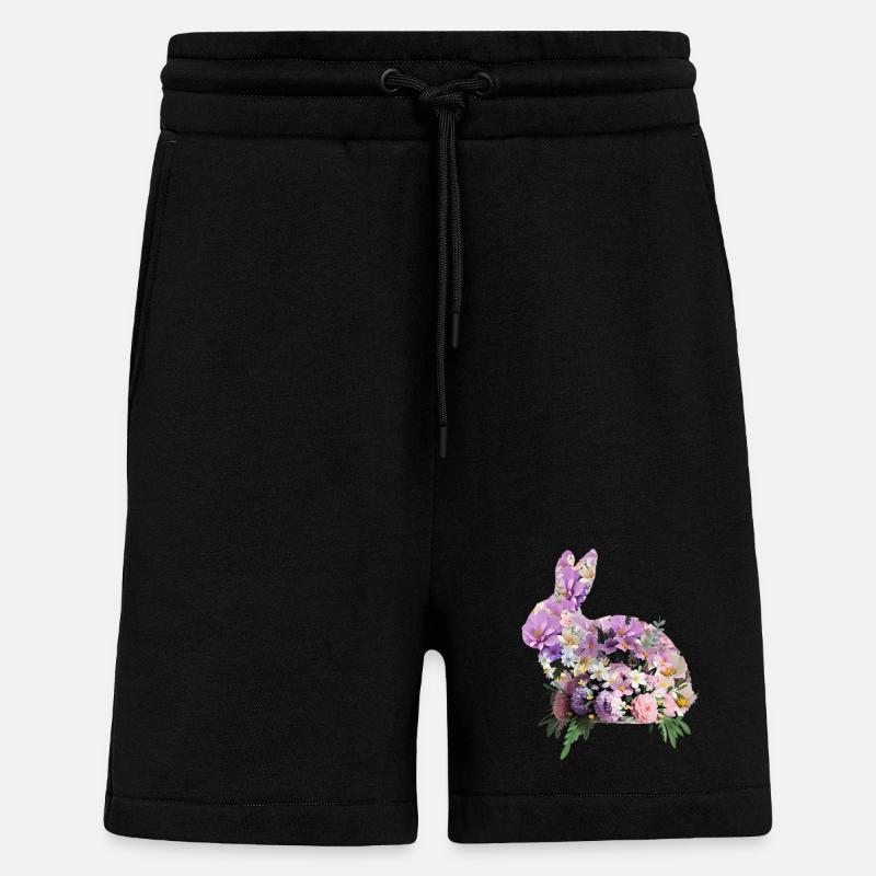 Fleurs lapin de Pâques - Short bio décontracté fabriqué en UE - SOLID BLACK