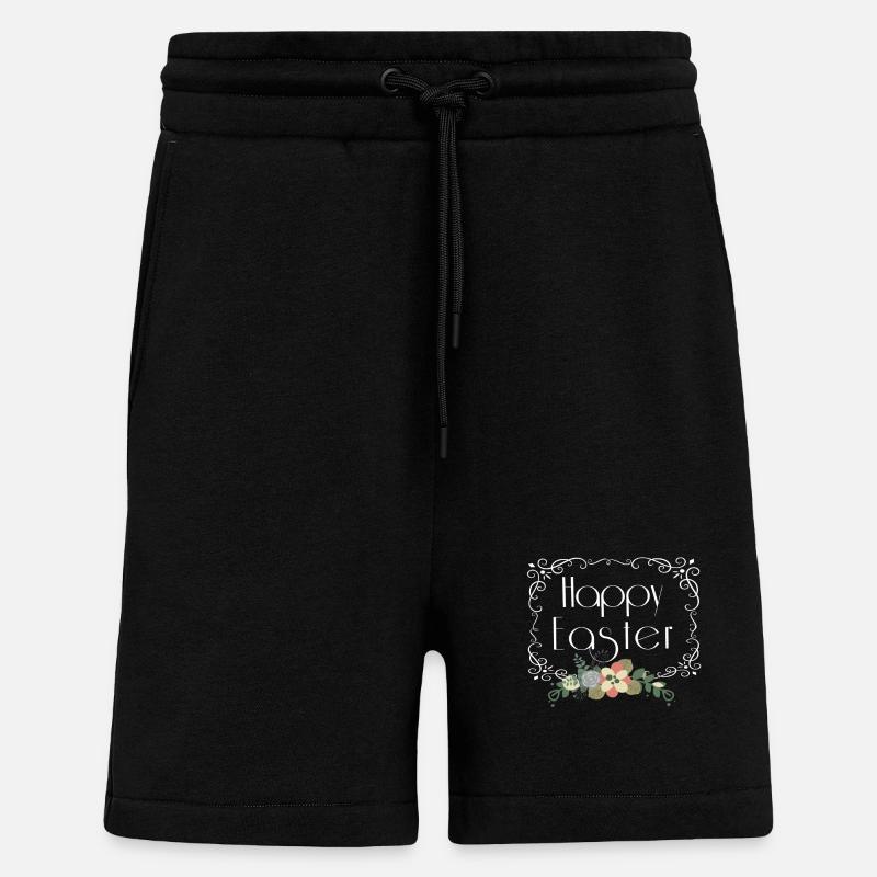 Joyeuses Pâques Florales - Short bio décontracté fabriqué en UE - SOLID BLACK