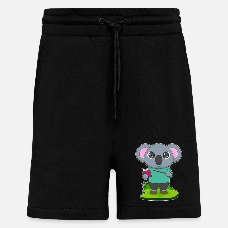 Koala Teacher Pointing Stick School - Shorts - made by SPREAD - SOLID BLACK