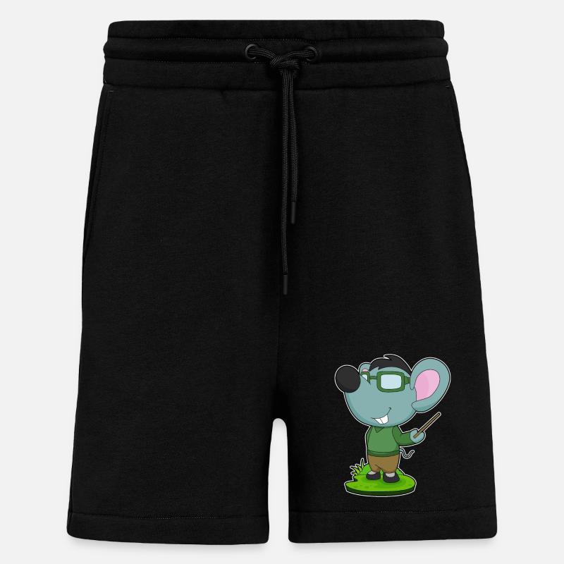Mouse Teacher Pointer School - Shorts - made by SPREAD - SOLID BLACK
