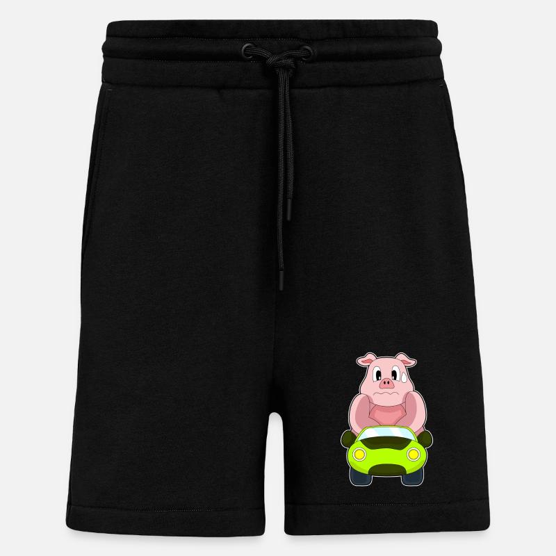 Voiture de cochon - Short bio décontracté fabriqué en UE - SOLID BLACK