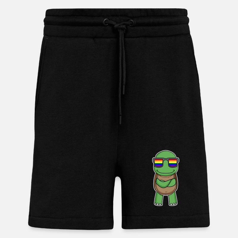 Rainbow - Turtle with glasses - Shorts - made by SPREAD - SOLID BLACK