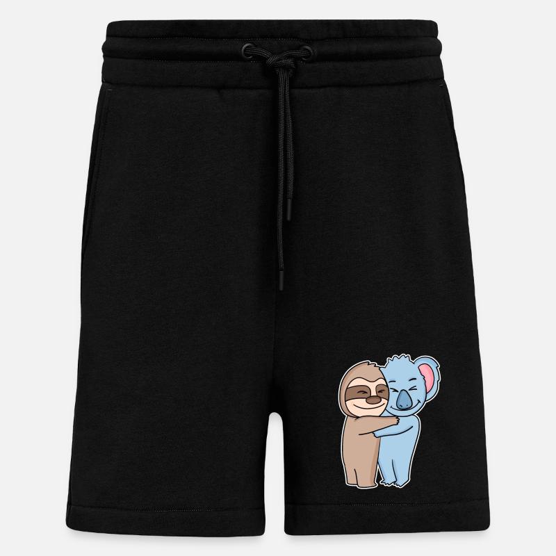 Sloth and koala hugging - hug - Shorts - made by SPREAD - SOLID BLACK