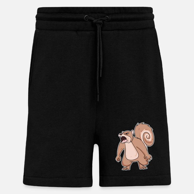angry squirrel - Shorts - made by SPREAD - SOLID BLACK