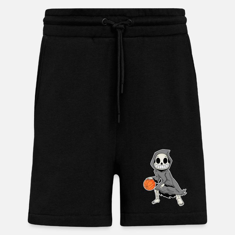 Grim Reaper joue au basket-ball - Short bio décontracté fabriqué en UE - SOLID BLACK