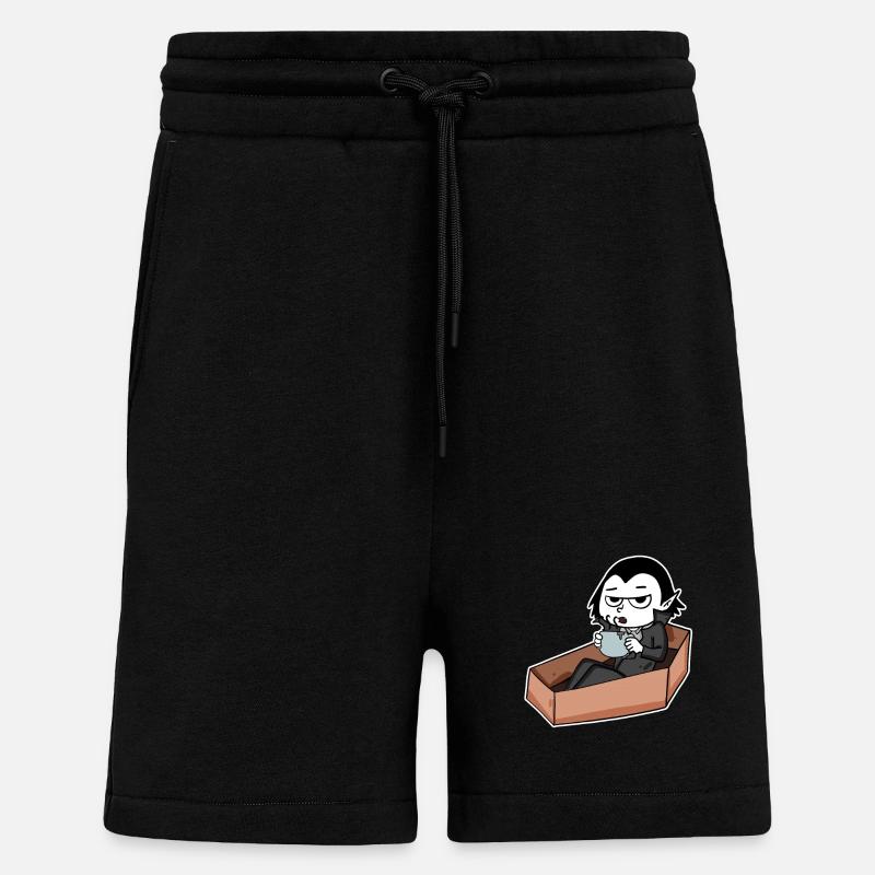 Vampire boit du café - Short bio décontracté fabriqué en UE - SOLID BLACK