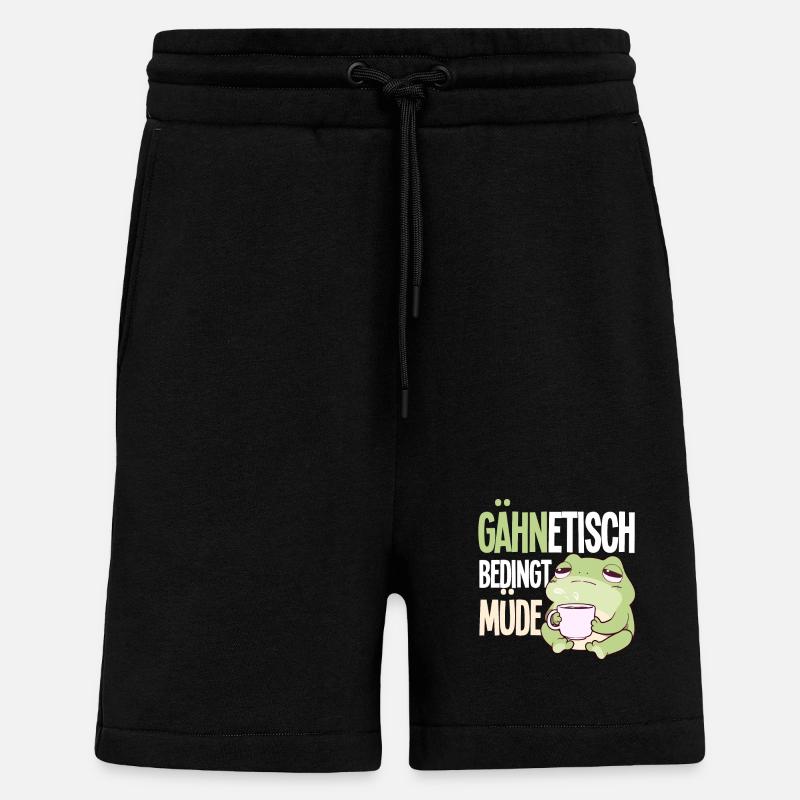 Gähntechnisch Bedingt Müde Frosch Morgenmuffel - Shorts - made by SPREAD - SOLID BLACK