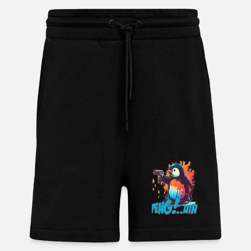 Stylo.. Guin Penguin avec pistolet - Short bio décontracté fabriqué en UE - SOLID BLACK