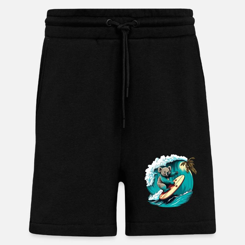 Koala has fun surfing - Shorts - made by SPREAD - SOLID BLACK