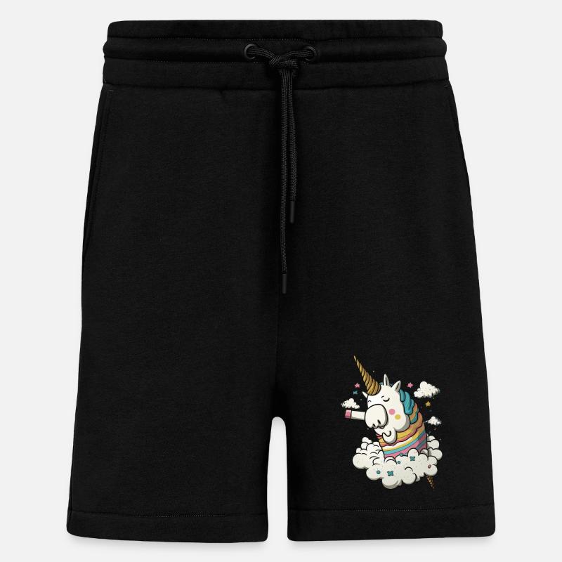 Verträumtes Phantasieeinhorn auf einer Wolke - Shorts - made by SPREAD - SOLID BLACK