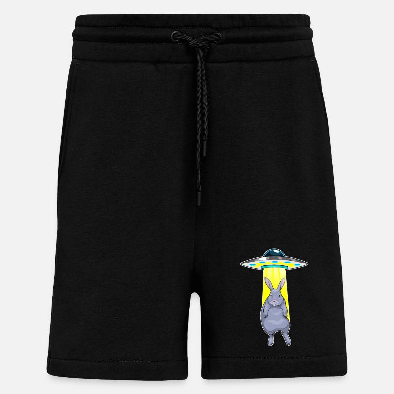Lapin vaisseau spatial Espace - Short bio décontracté fabriqué en UE - SOLID BLACK