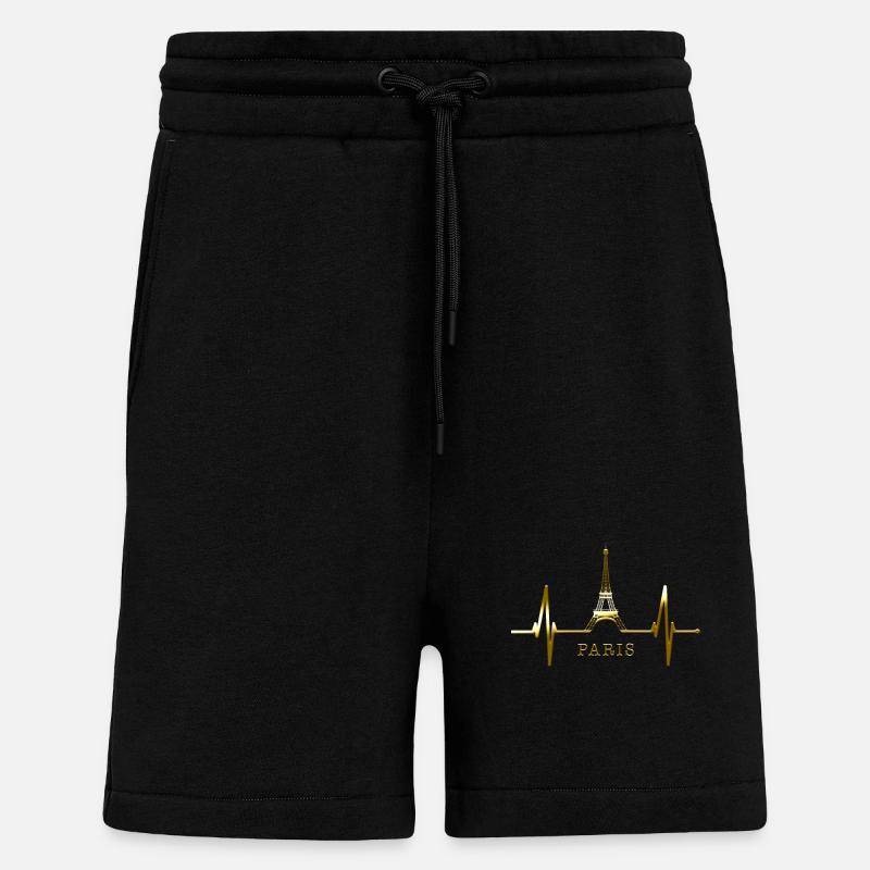 Paris Skyline Herzschlag Eiffelturm Frankreich - Shorts - made by SPREAD - SOLID BLACK