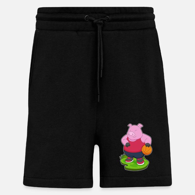 Cochon Basketteur Basketteur - Short bio décontracté fabriqué en UE - SOLID BLACK