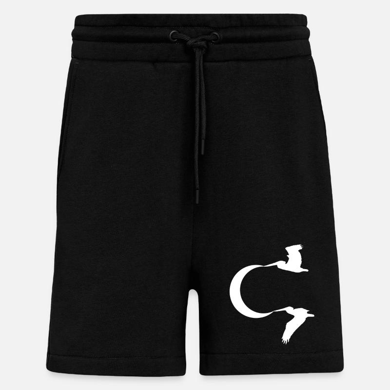 Les oiseaux et la lune - Short bio décontracté fabriqué en UE - SOLID BLACK