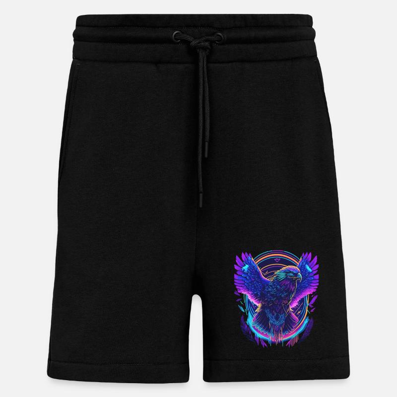 Flying Eagle Synthwave - Shorts - made by SPREAD - SOLID BLACK