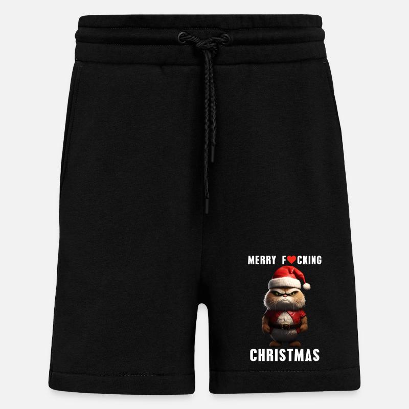 Joyeux Noël Grim Cat Noël - Short bio décontracté fabriqué en UE - SOLID BLACK