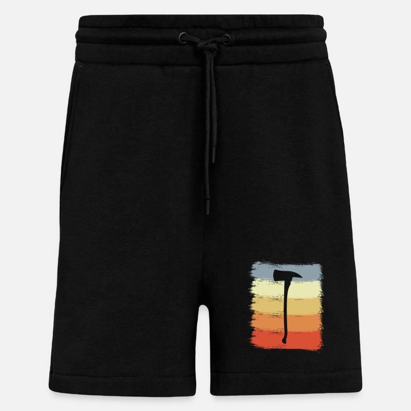 Dessin de hache de pompier - Short bio décontracté fabriqué en UE - SOLID BLACK