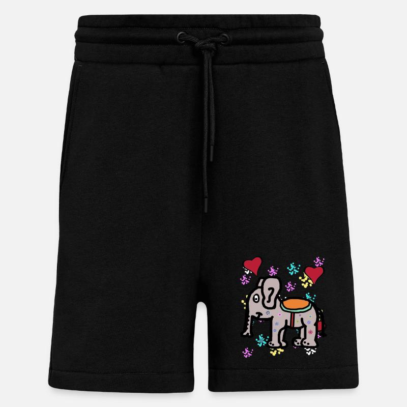 Inde Éléphant Éléphant Proboscis Pachyderme Enfants - Short bio décontracté fabriqué en UE - SOLID BLACK