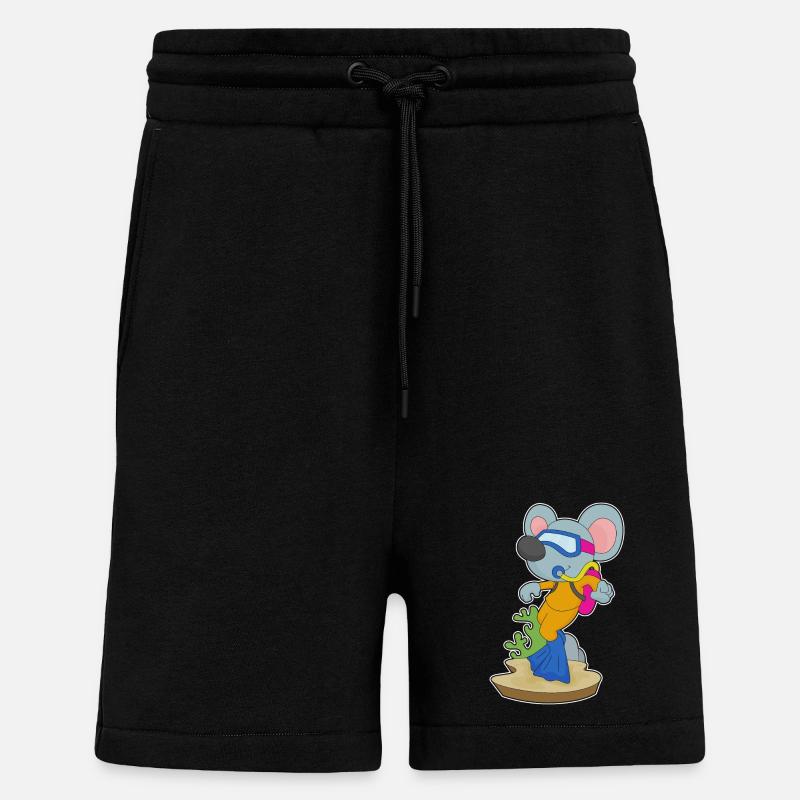 Souris Plongeur Bouteille d’oxygène Plongée - Short bio décontracté fabriqué en UE - SOLID BLACK