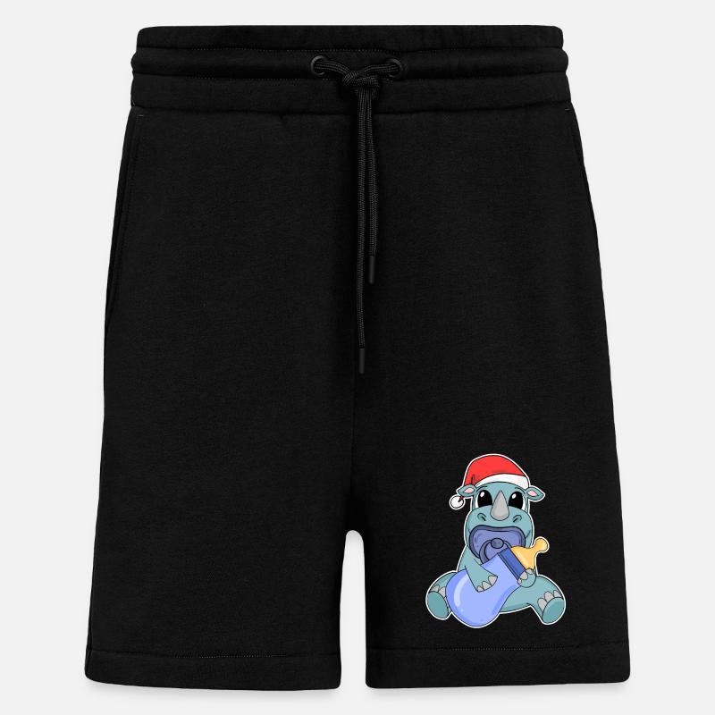 Rhinocéros bébé Noël - Short bio décontracté fabriqué en UE - SOLID BLACK