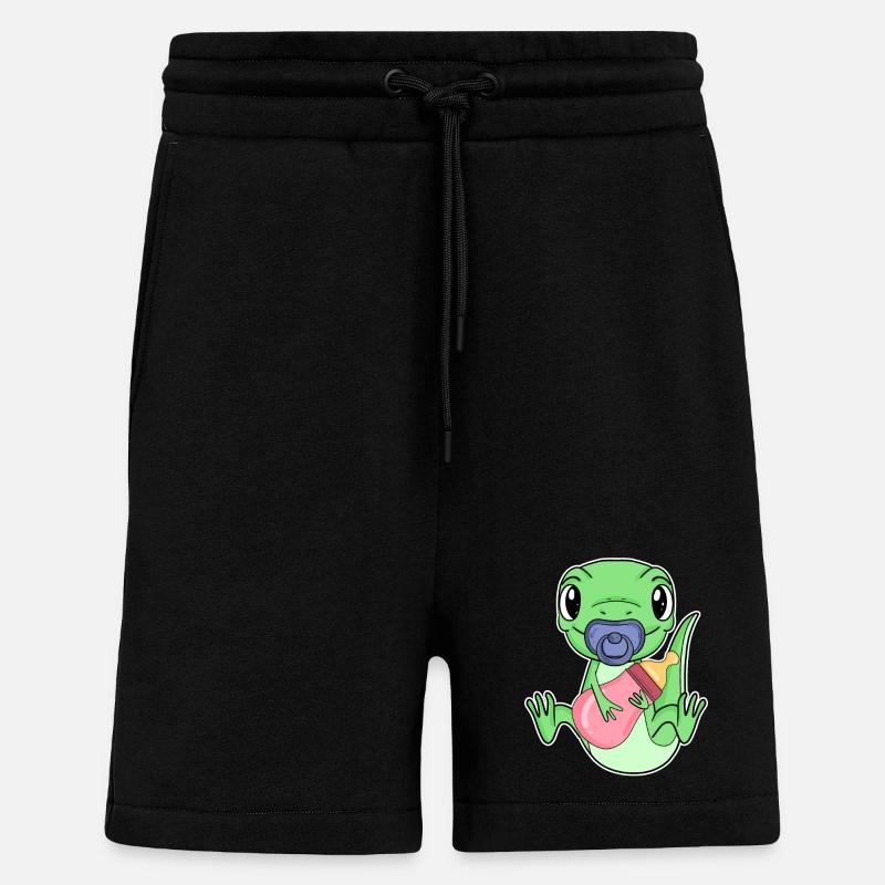 Motif de bébé lézard - Short bio décontracté fabriqué en UE - SOLID BLACK