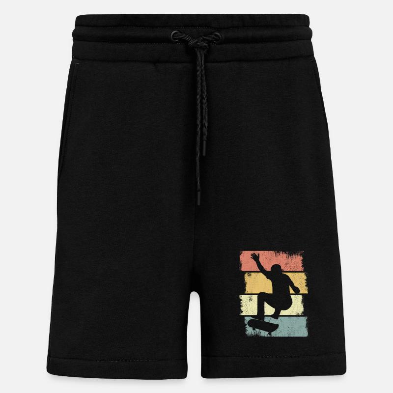 Dessin de garçon de skateboard - Short bio décontracté fabriqué en UE - SOLID BLACK