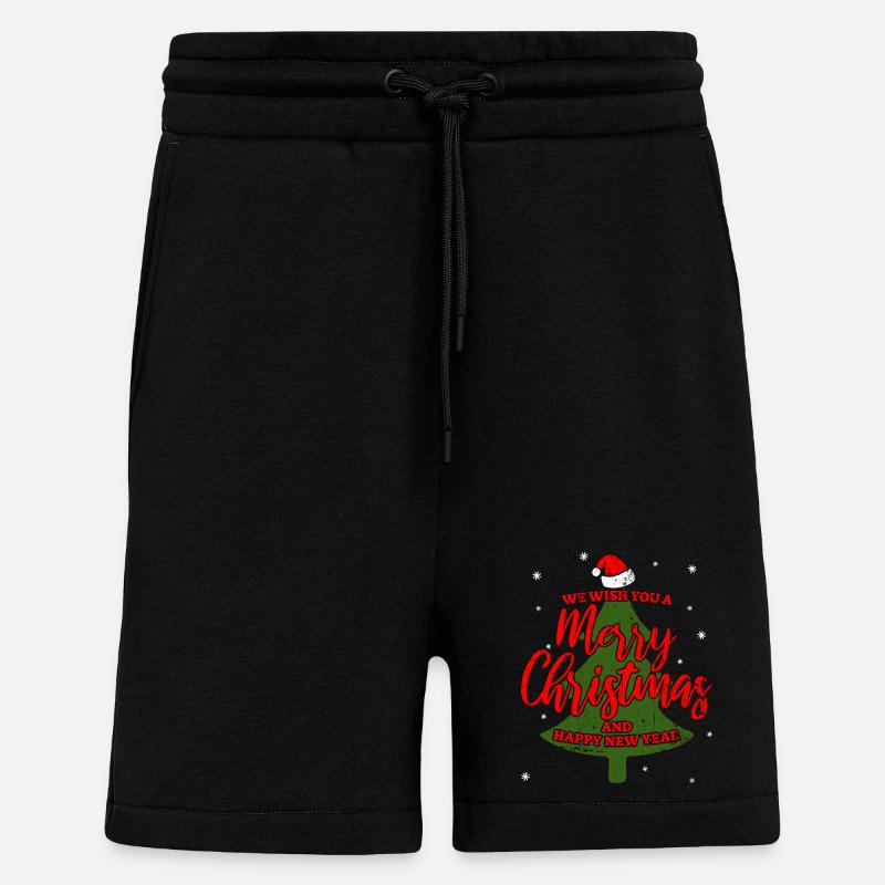 Joyeux Noël Arbre de Noël Cheer - Short bio décontracté fabriqué en UE - SOLID BLACK