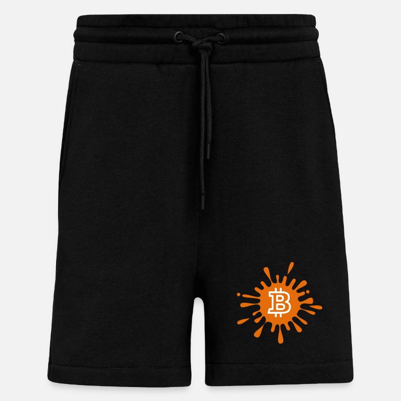 Bitcoin Crypto Cryptocurrency Splash - Short bio décontracté fabriqué en UE - SOLID BLACK