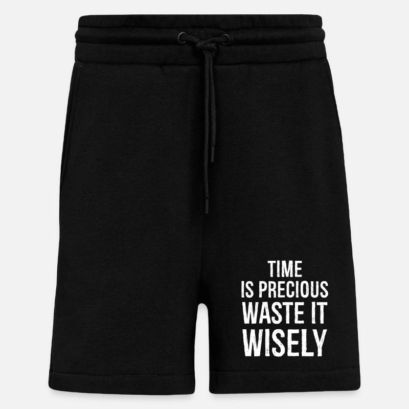 time is precious funny shirt - Short bio décontracté fabriqué en UE - SOLID BLACK