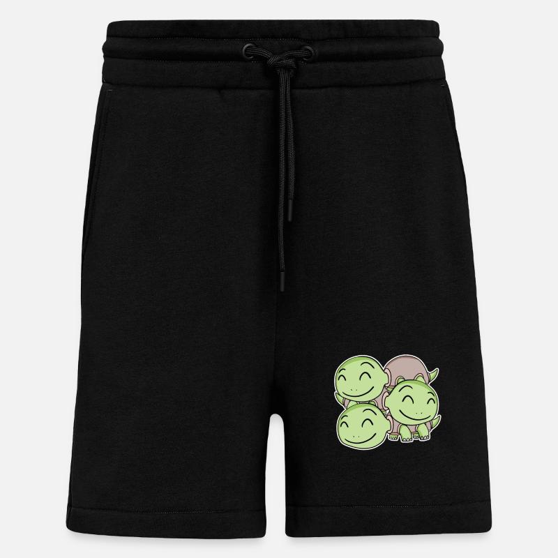 Turtle Motif - Shorts - made by SPREAD - SOLID BLACK