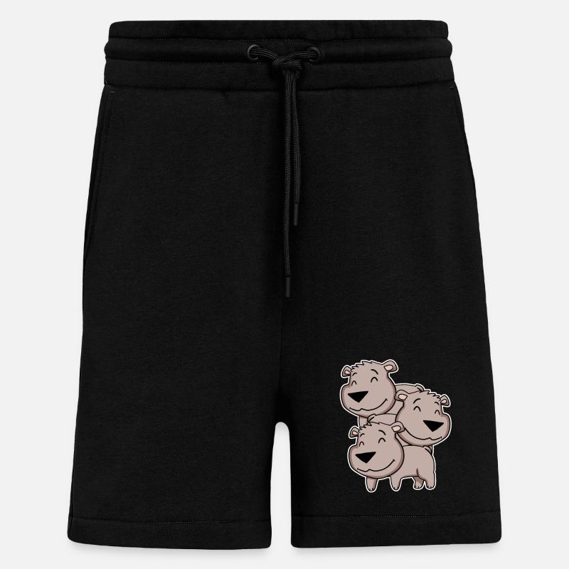 Brown Bear Motif Bear - Shorts - made by SPREAD - SOLID BLACK