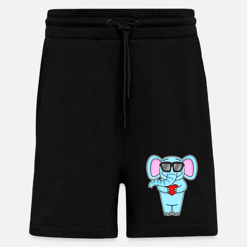 Elefant mit Herz und Brille - Shorts - made by SPREAD - SOLID BLACK