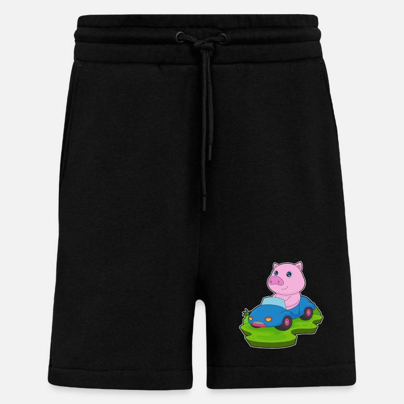 Voiture à cochon - Short bio décontracté fabriqué en UE - SOLID BLACK