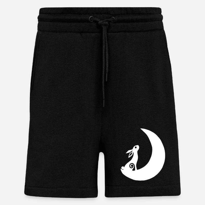 Un lapin sur la lune - Short bio décontracté fabriqué en UE - SOLID BLACK