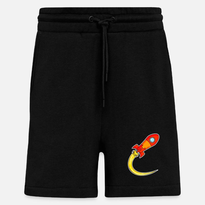 Motif de fusée - Short bio décontracté fabriqué en UE - SOLID BLACK