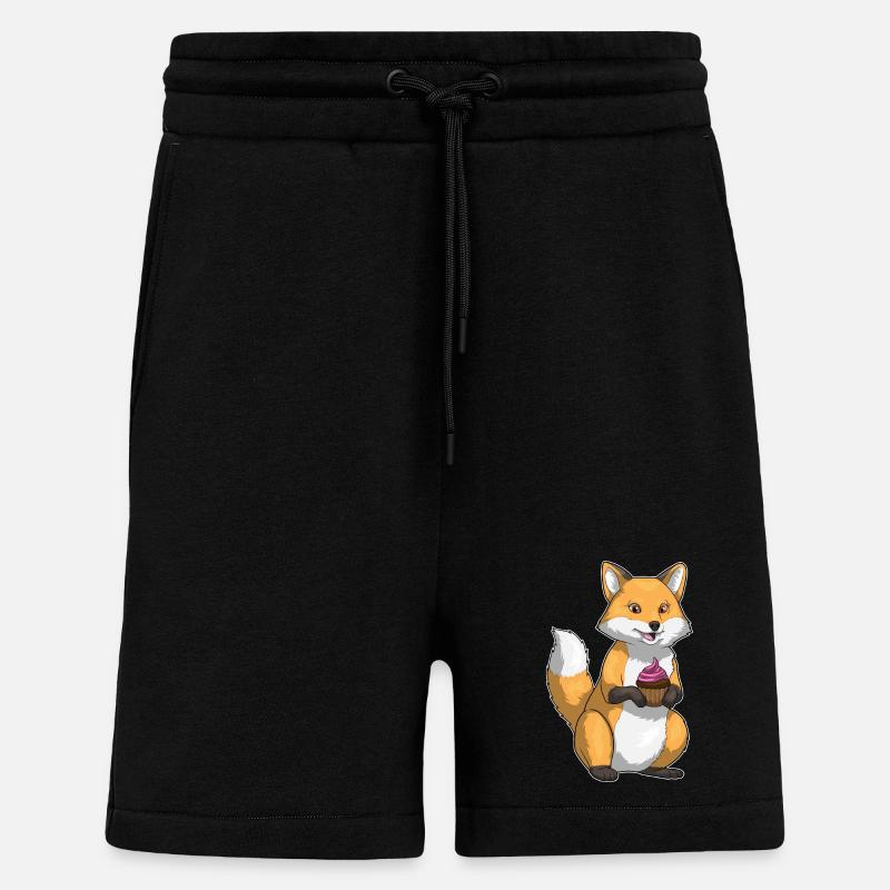 Cupcake d’anniversaire renard - Short bio décontracté fabriqué en UE - SOLID BLACK