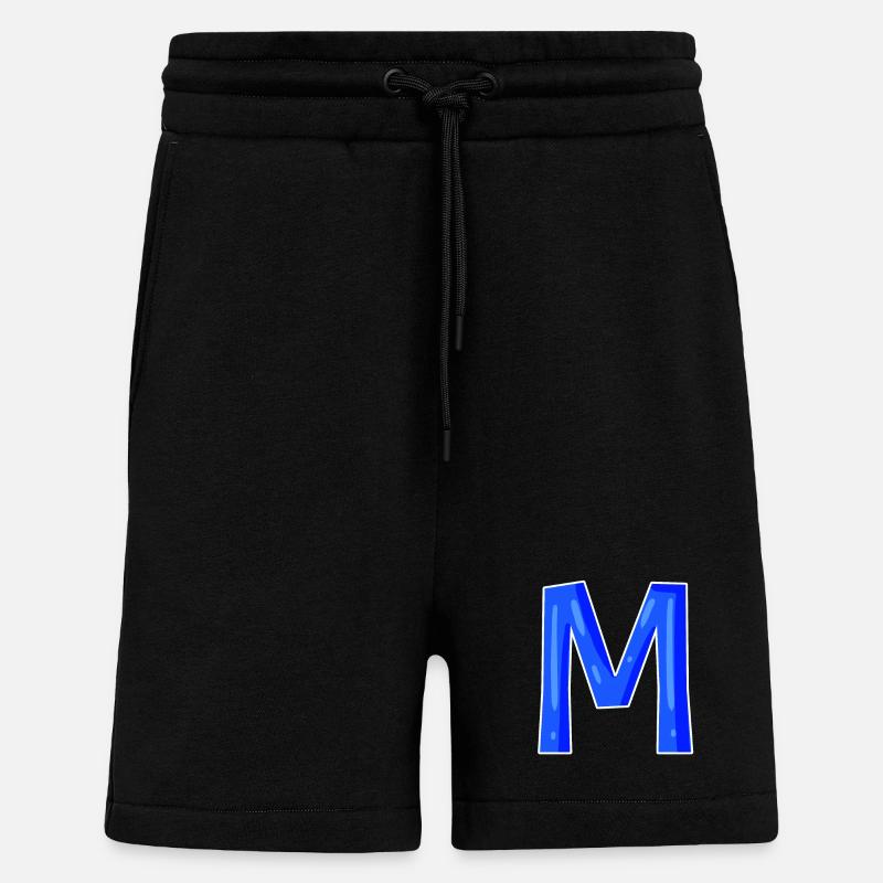 Lettre M - Lettre initiale M - Short bio décontracté fabriqué en UE - SOLID BLACK