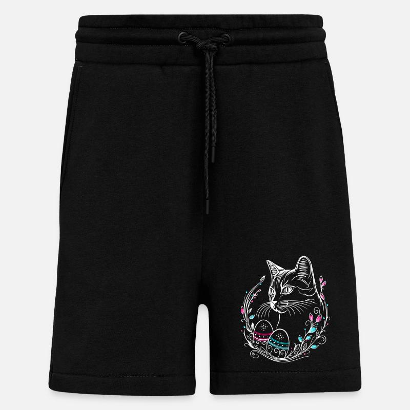 Katze Ostern Ostereier Easter Cat - Shorts - made by SPREAD - SOLID BLACK