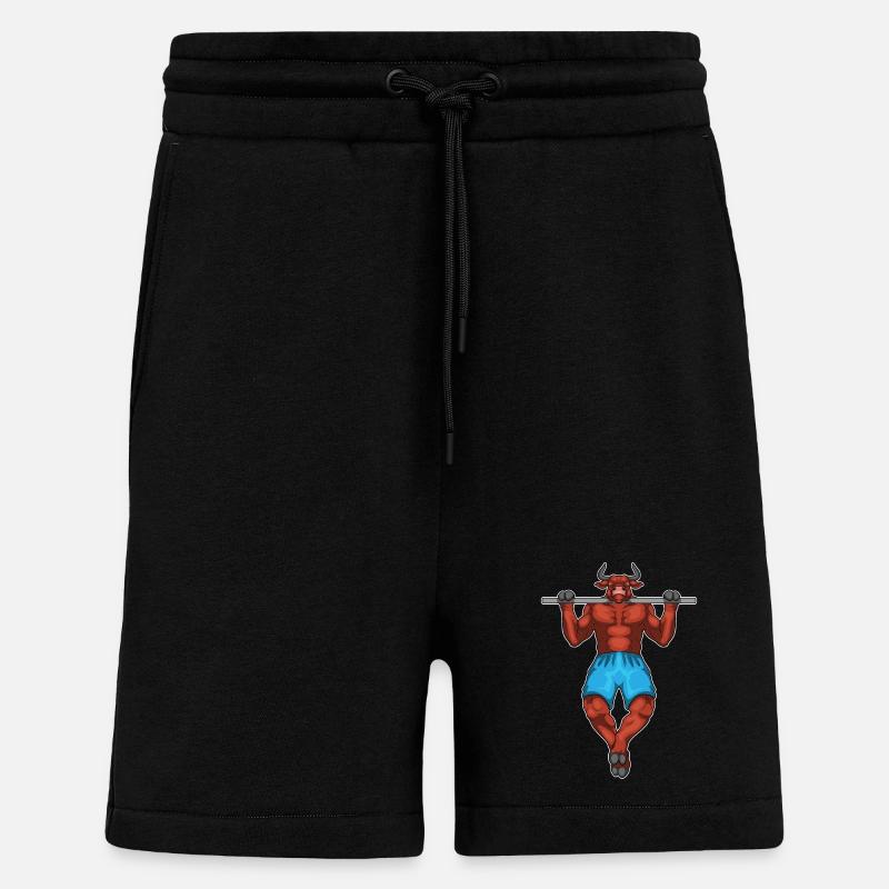 Taurus Bodybuilder Pull-Ups Musculation - Short bio décontracté fabriqué en UE - SOLID BLACK