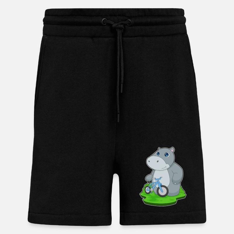 Hippopotame Bicyclette - Short bio décontracté fabriqué en UE - SOLID BLACK